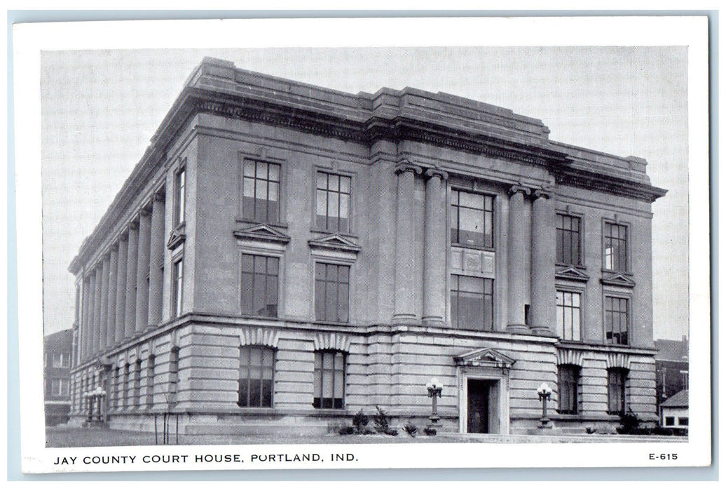 Jay County Court House Building Exterior Portland Indiana IN Vintage Postcard