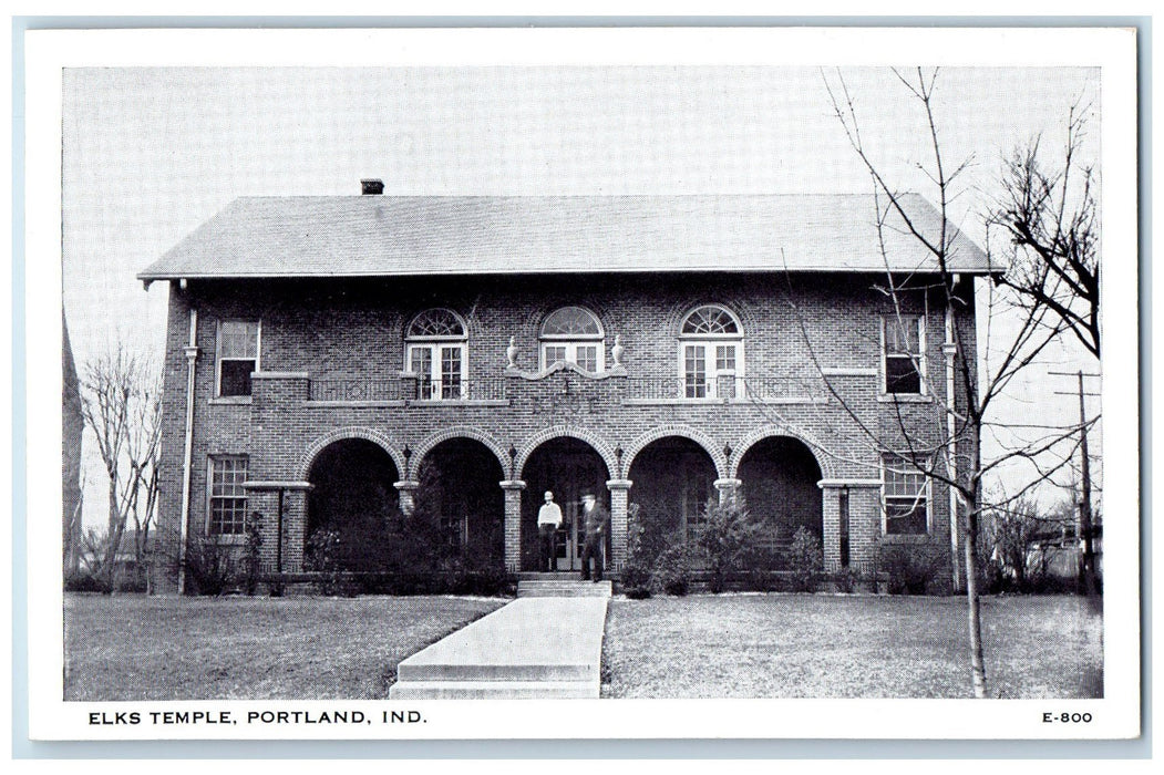 Elks Temple House Mansion Exterior Scene Portland Indiana IN Vintage Postcard