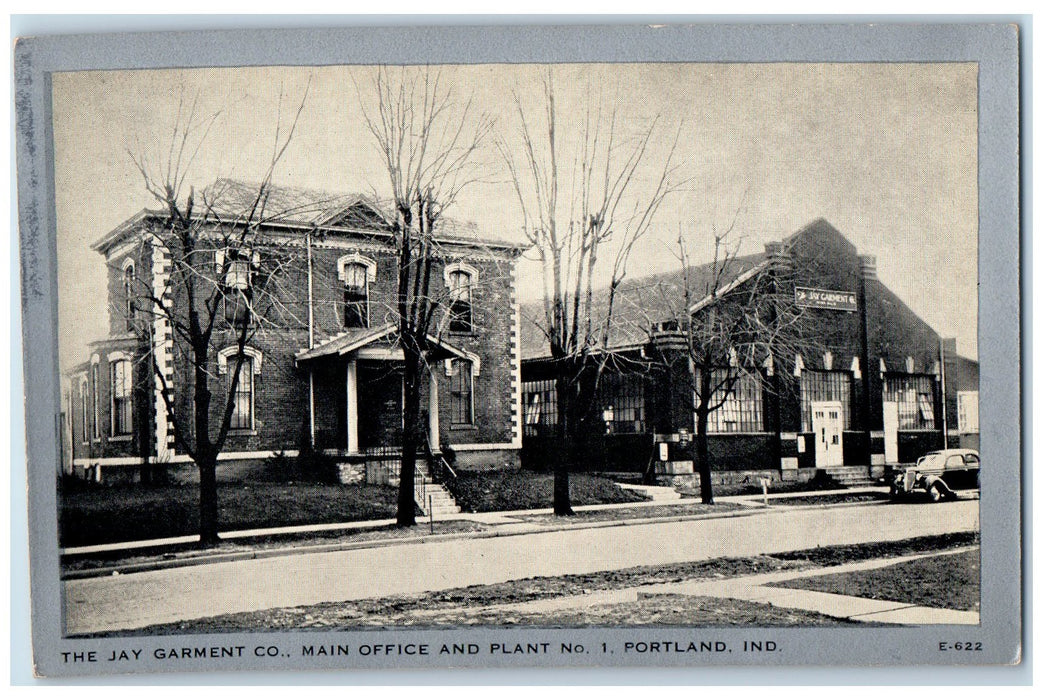 The Jay Garment Co., Main Office And Plant Portland Indiana IN Vintage Postcard