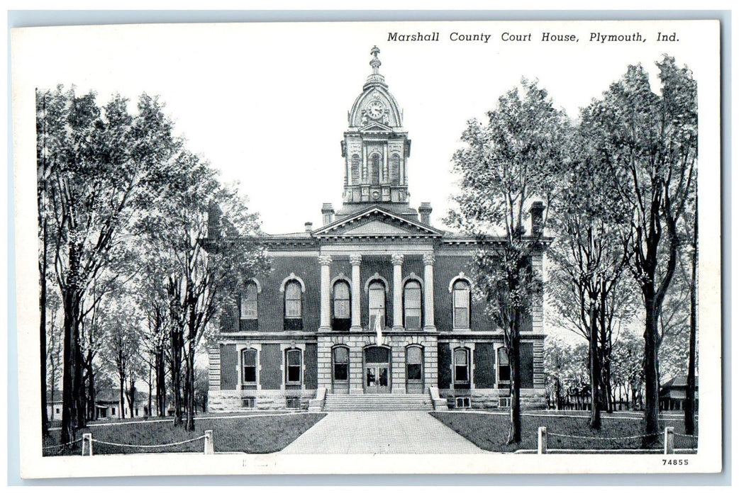 Marshall County Court House Panoramic View Plymouth Indiana IN Vintage Postcard