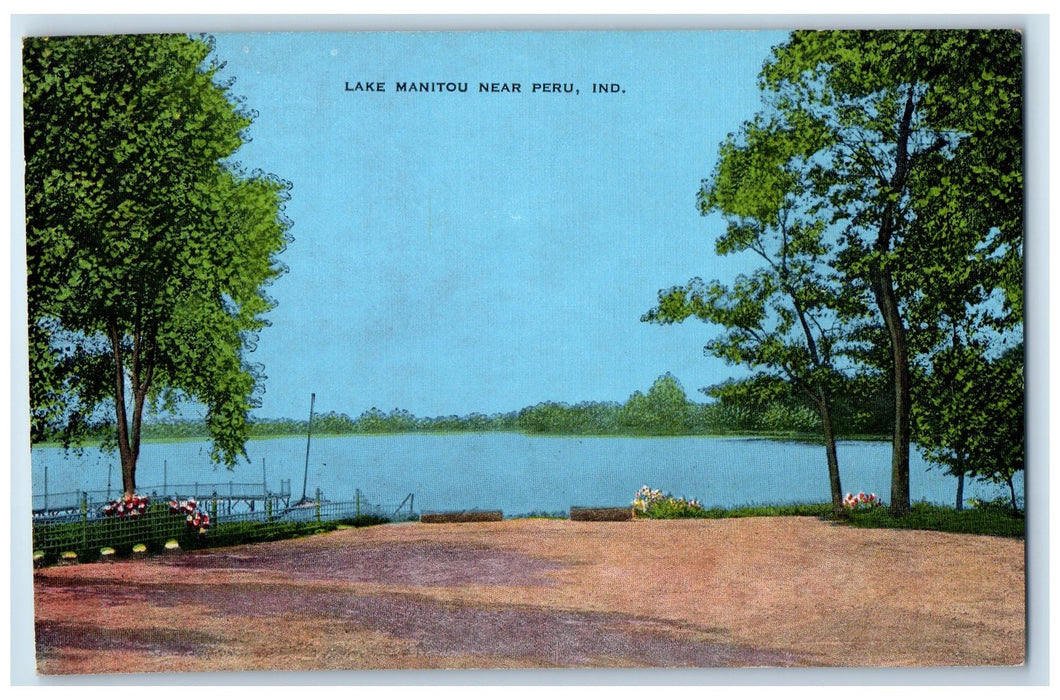 View Of Lake Manitou Near Peru Indiana IN, Nature Scene Vintage Postcard