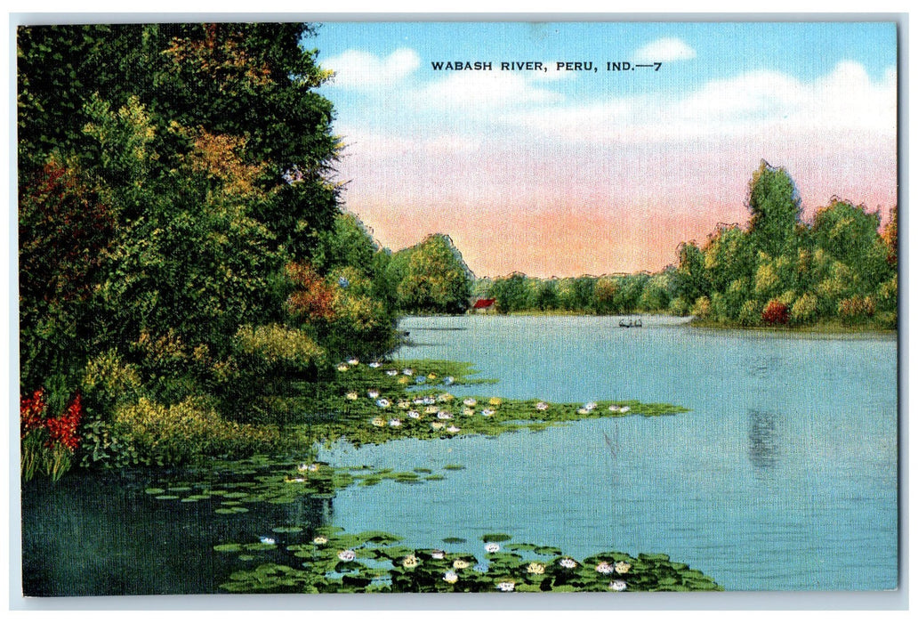 Scenic View Of Wabash River Peru Indiana IN, Nature Scene Vintage Postcard