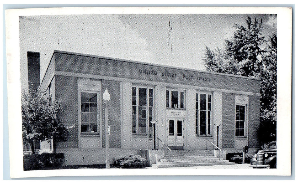 c1905 U.S United State Post Office Front View Pendleton Indiana IN Postcard