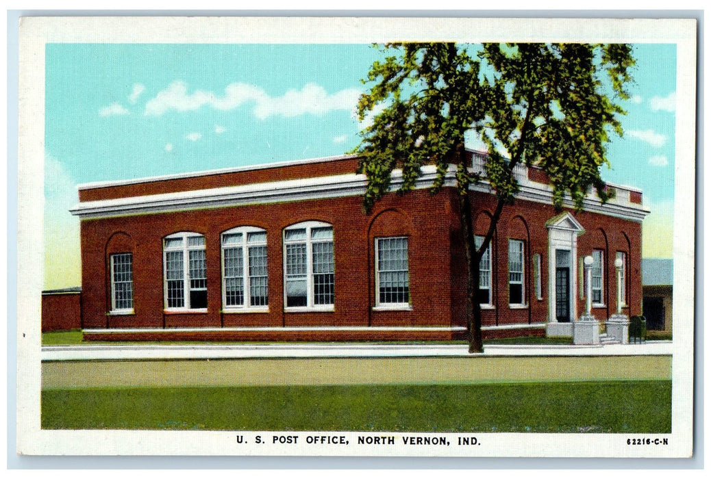 United State U.S. Post Office Exterior Scene North Vernon Indiana IN Postcard