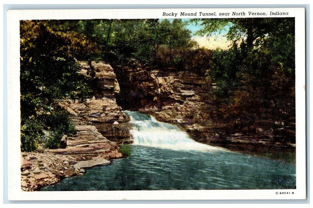 Rocky Mound Tunnel Near Park North Vernon Indiana IN, Waterfalls Scene Postcard