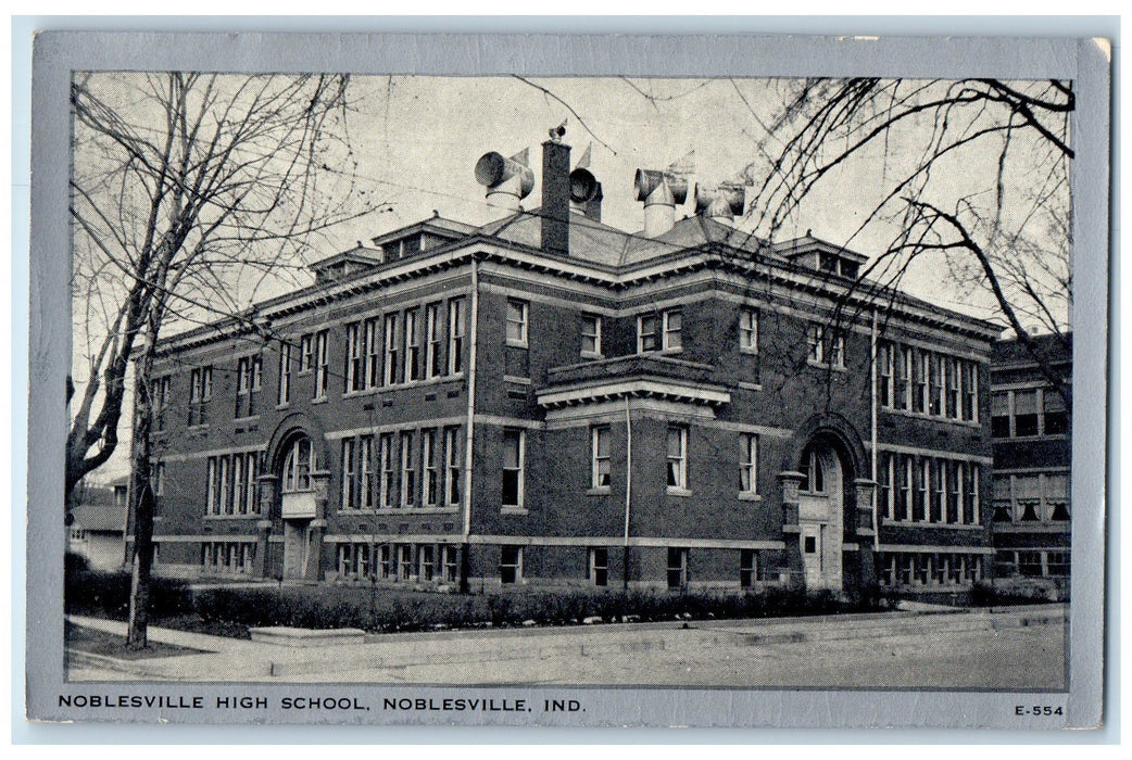 Noblesville High School Building Exterior Scene Indiana IN Vintage Postcard