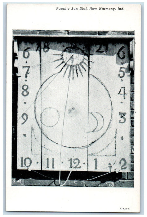 View Of Rappite Sun Dial New Harmony Indiana IN Vintage Unposted Postcard