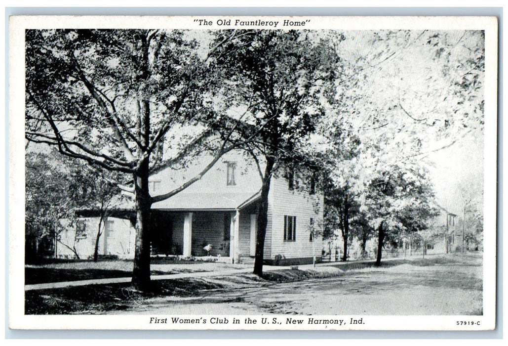 The Old Fauntleroy Home New Harmony Indiana IN, First Women's Club Postcard