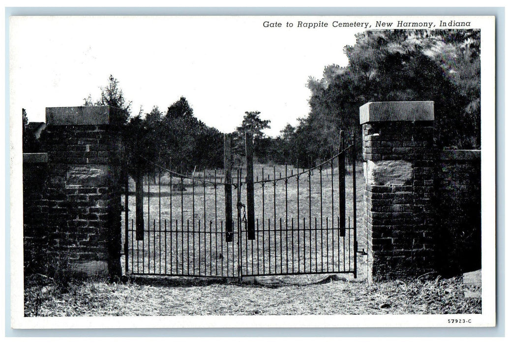 Entrance Gate To Rappite Cemetery New Harmony Indiana IN Vintage Postcard