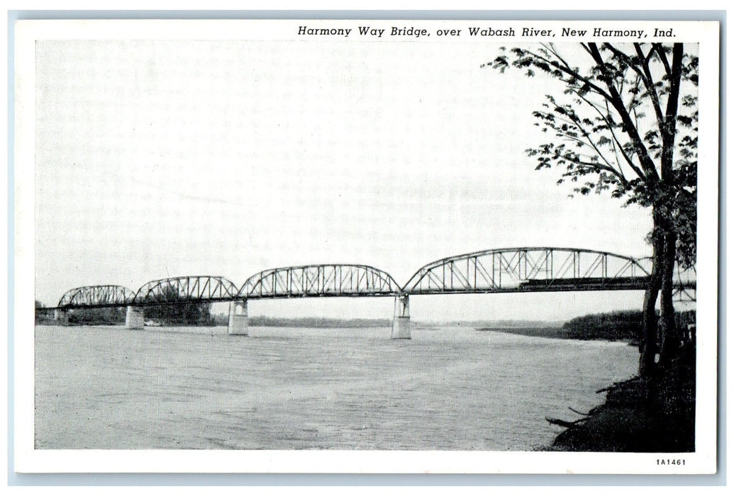 View Of Harmony Way Bridge Over Wabash River New Harmony Indiana IN Postcard