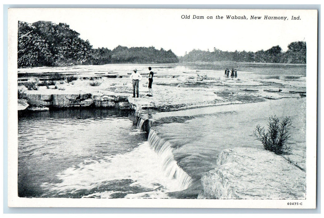 Old Dam On The Wabash New Harmony Indiana IN, Nature Scene Vintage Postcard