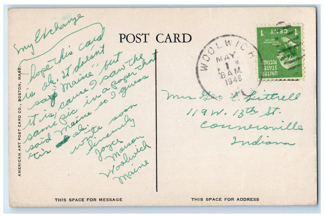 1946 Lobsterman's Shanties And Traps Boats Maine ME Woolwich Posted Postcard