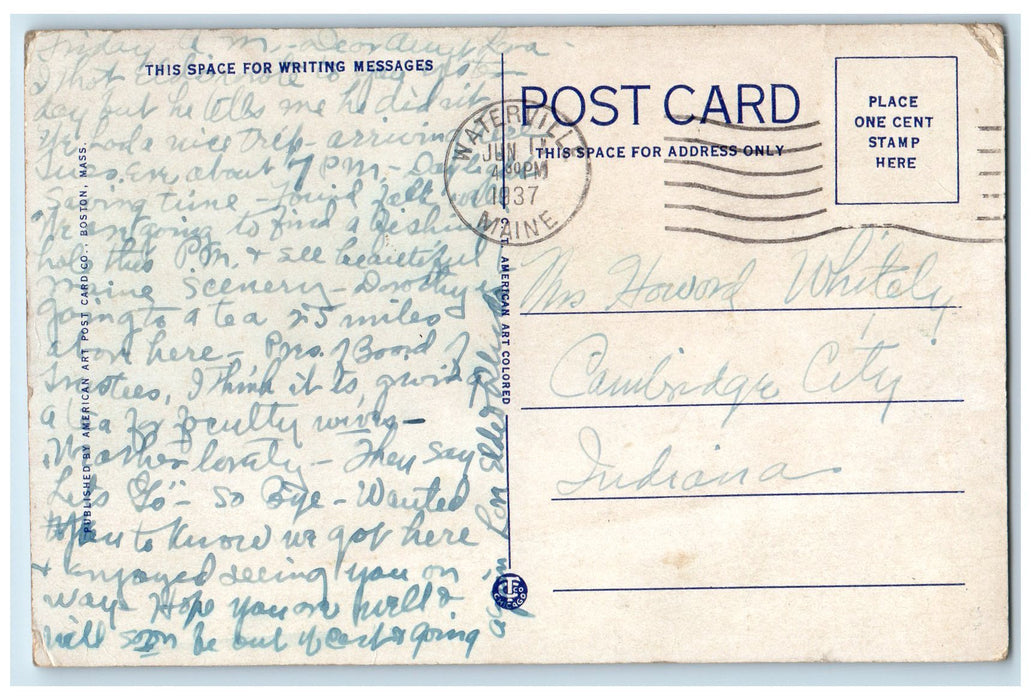 1937 Maine Central Bridge Kennebec Waterville Maine ME Posted Vintage Postcard