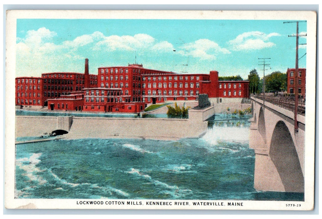 1937 Lockwood Cotton Mills Kennebec Waterville Maine ME Posted Vintage Postcard
