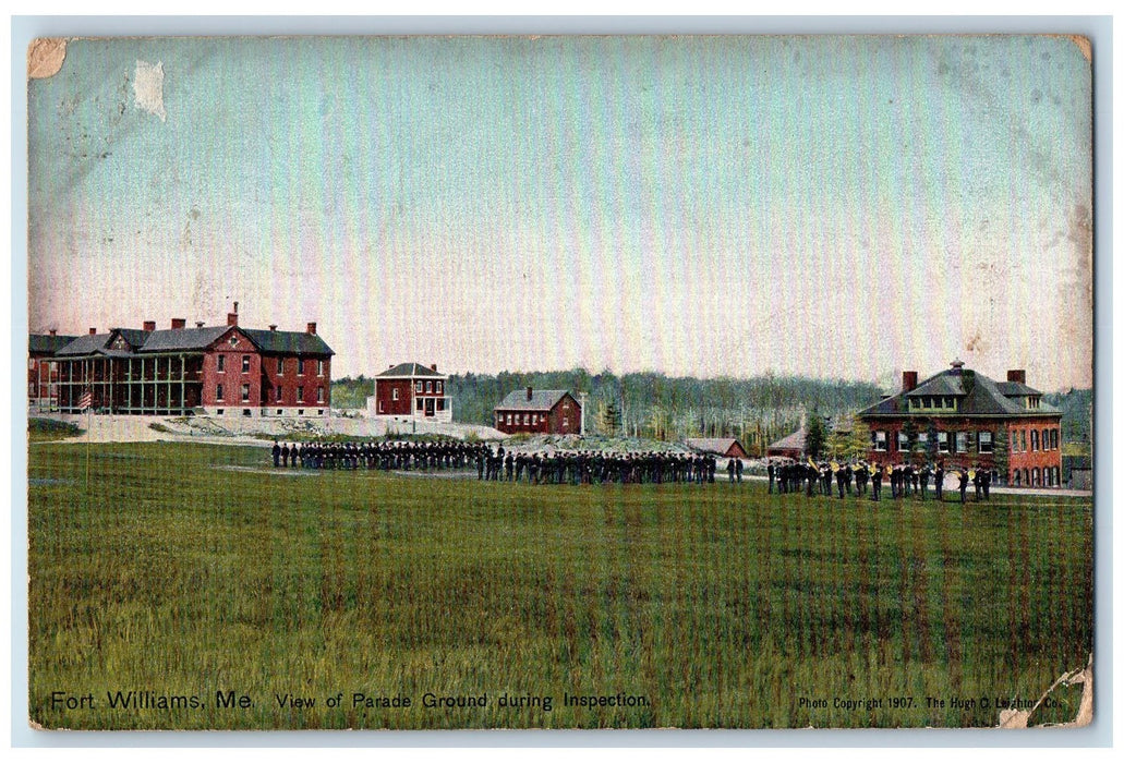 1910 Fort Williams View Of Parade Ground Inspection Maine ME Posted Postcard