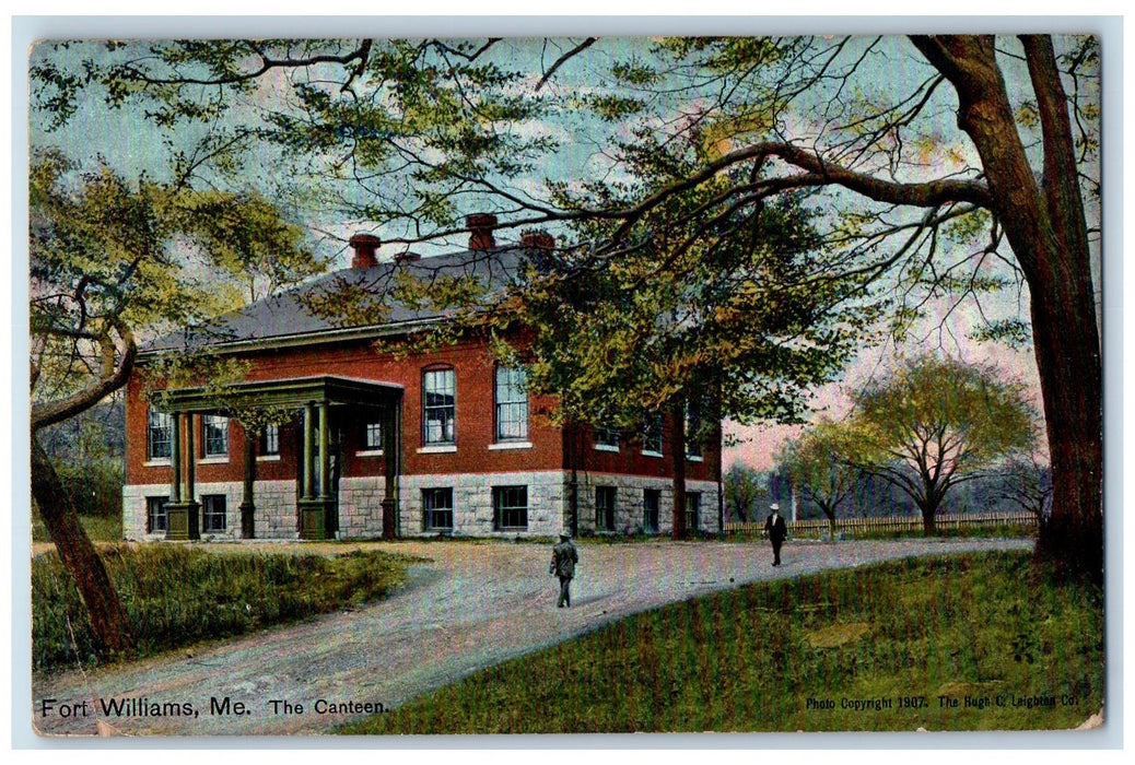 1910 The Canteen Building Scene Fort Williams Maine ME Posted Vintage Postcard