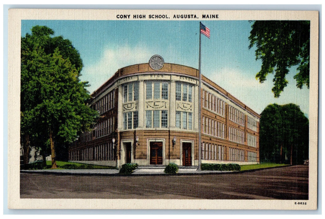 c1940's Cony High School Augusta Exterior Maine ME Unposted Vintage Postcard