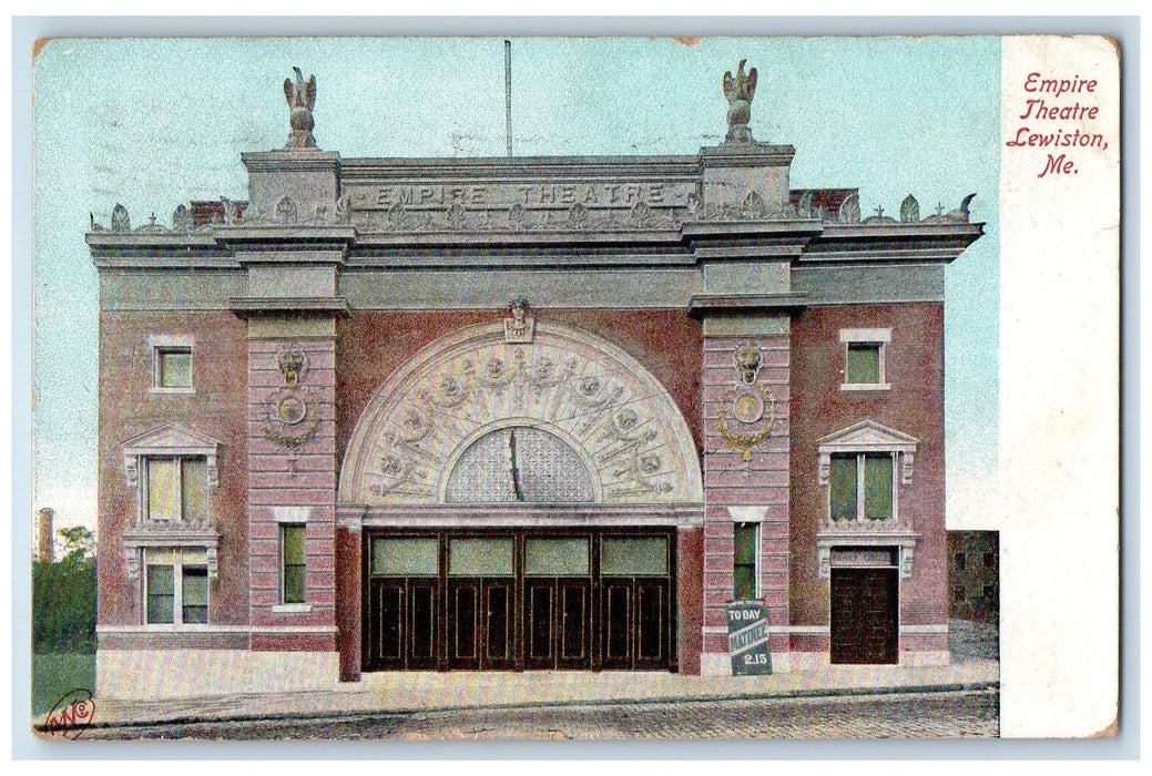 1909 Empire Theatre Scene Androscoggin County Lewiston Maine ME Posted Postcard