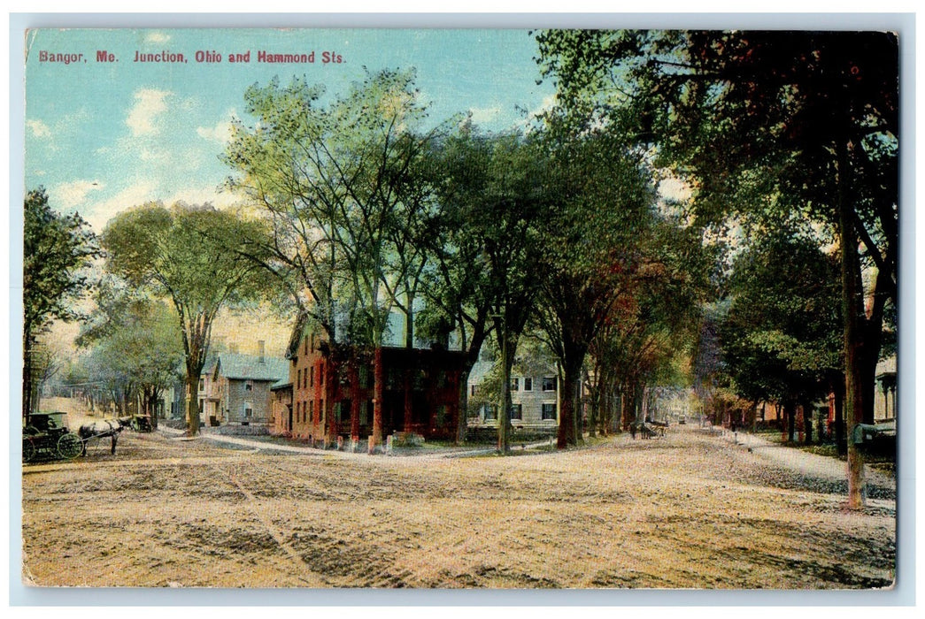 1910 Junction Ohio And Hammond Streets Bangor Maine ME Posted Vintage Postcard