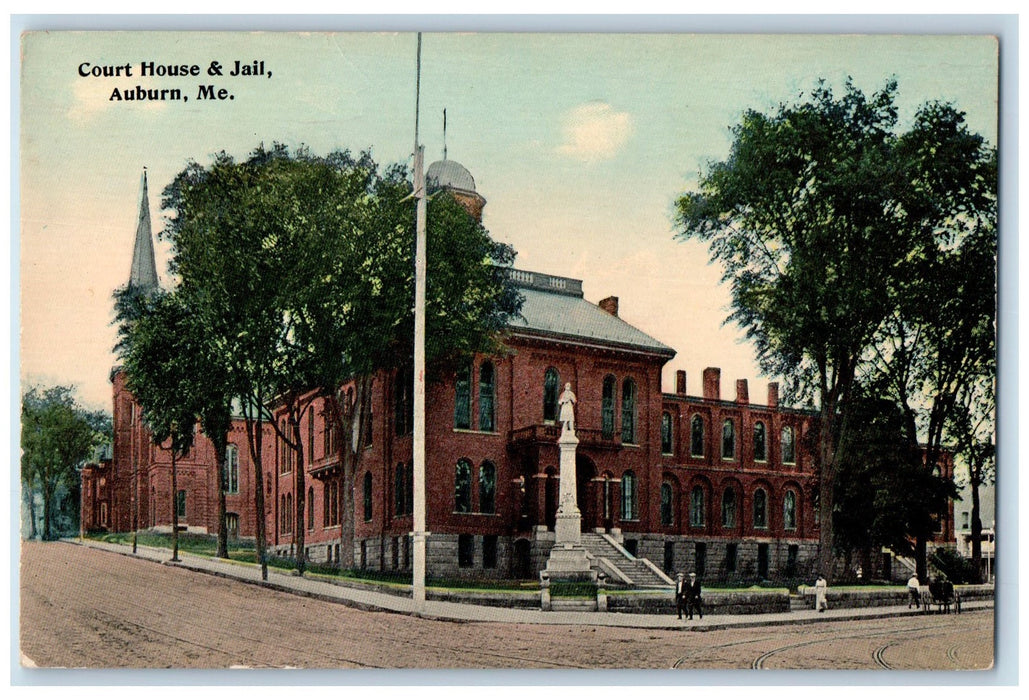 c1910's Court house And Jail Scene Auburn Maine ME Unposted Vintage Postcard