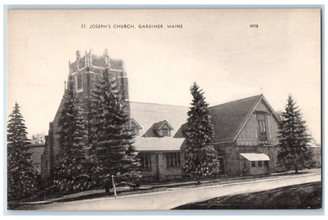 c1910's St. Joseph Church Roadside Gardiner Maine ME Unposted Vintage Postcard