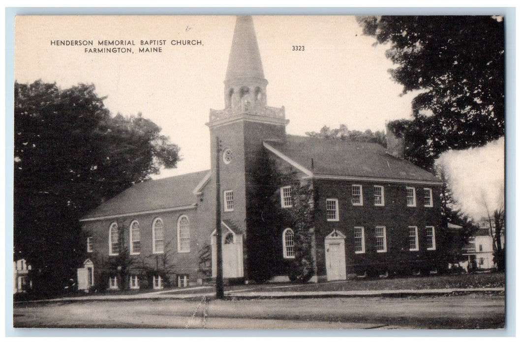 c1910's Henderson Memorial Baptist Church Farmington Maine ME Unposted Postcard