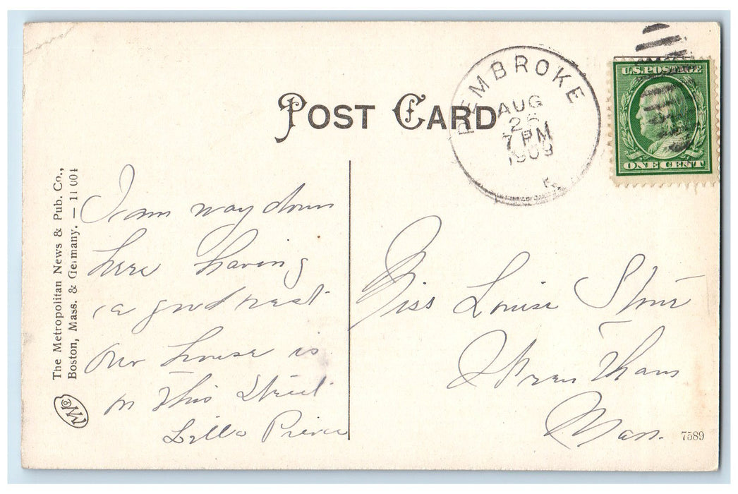 1909 Bridge Hill Washington County Pembroke Maine ME Posted Vintage Postcard