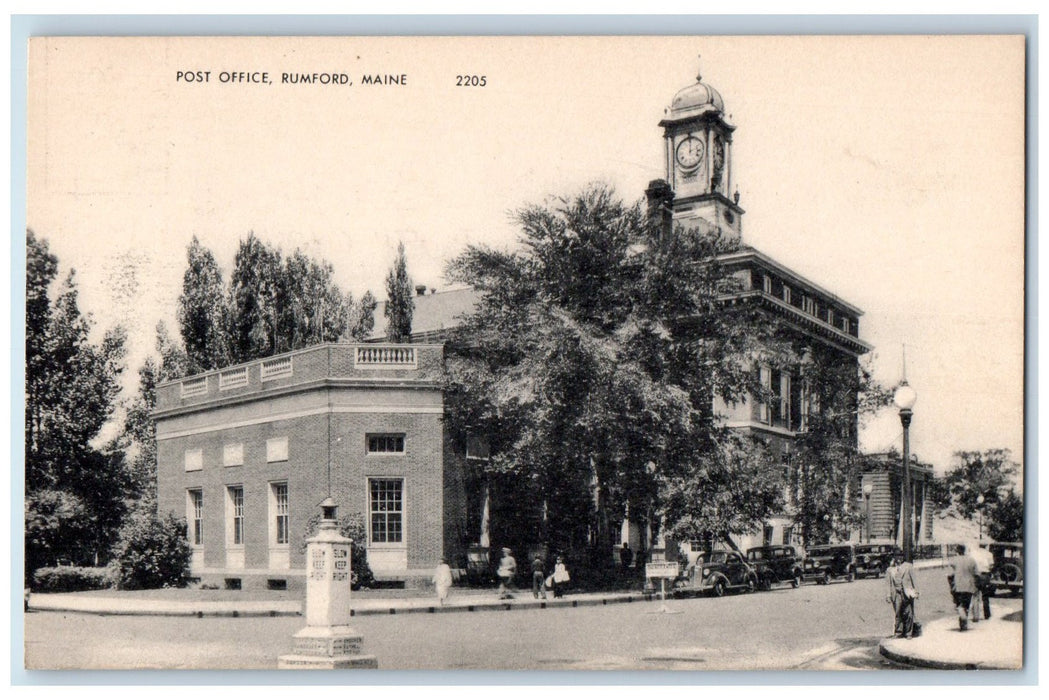 c1910's Post Office Exterior Scene Rumford Maine ME Unposted Vintage Postcard