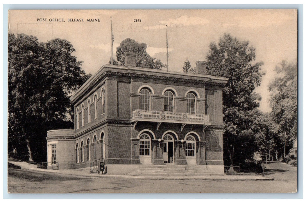 c1910's Post Office Building Scene Belfast Maine ME Unposted Vintage Postcard