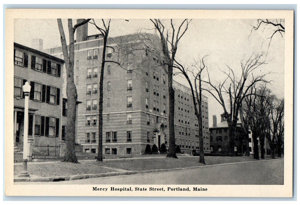 c1920's Mercy Hospital State Street Portland Maine ME Unposted Vintage Postcard