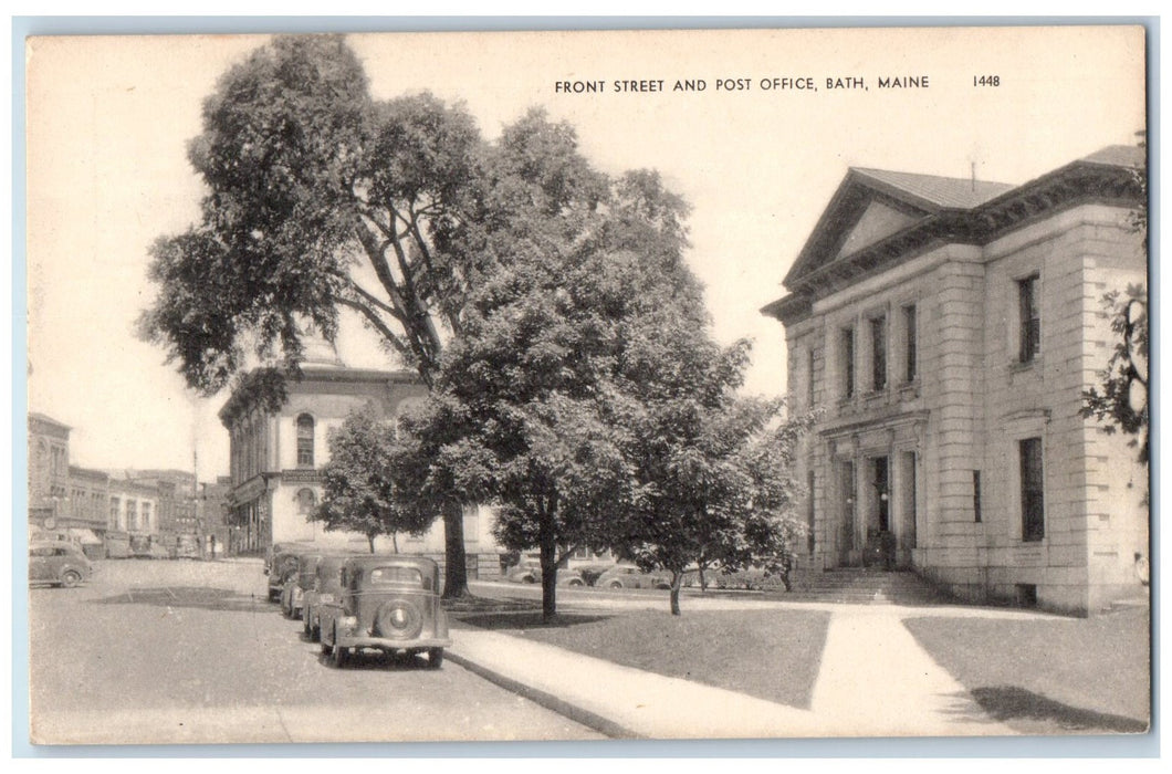 c1910's Front Street And Post Office Bath Maine ME Unposted Vintage Postcard