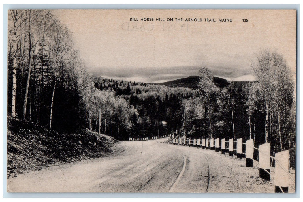 1946 Kill Horse Hill On The Arnold Trail Bath Maine ME Posted Vintage Postcard