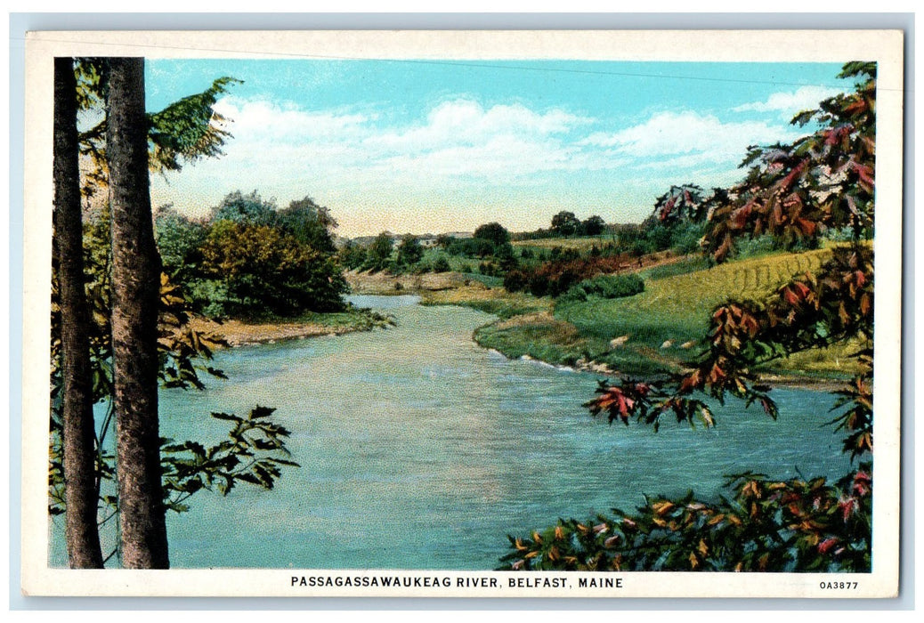 c1920's Passagassawaukeag River Scene Belfast Maine ME Unposted Vintage Postcard