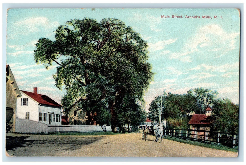 c1910's Main Street Arnold Mills Horse Rhode Island RI Unposted Vintage Postcard