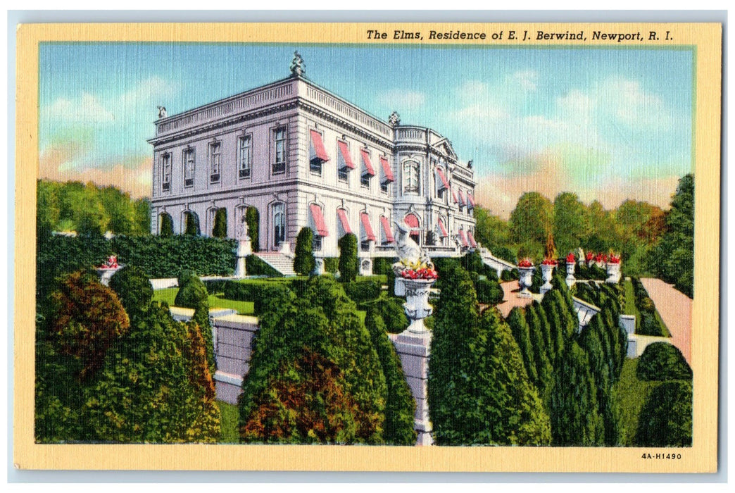 c1940s The Elms Residence Of E. J. Berwind Newport Rhode Island Posted Postcard