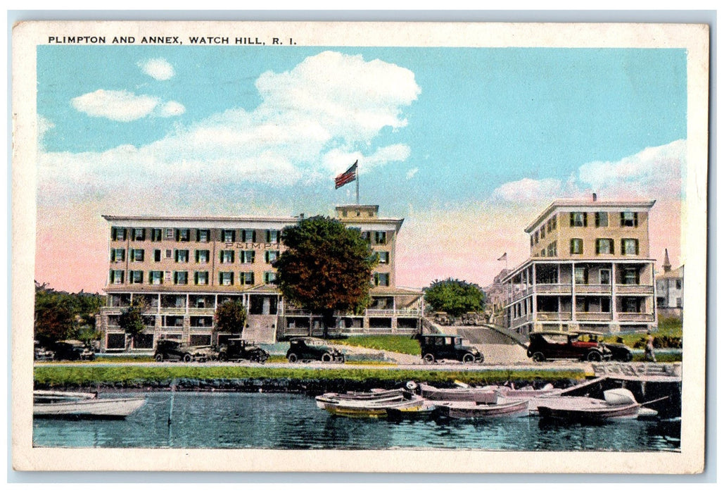 1925 Plimpton And Annex Exterior Watch Hill Rhode Island Posted Vintage Postcard