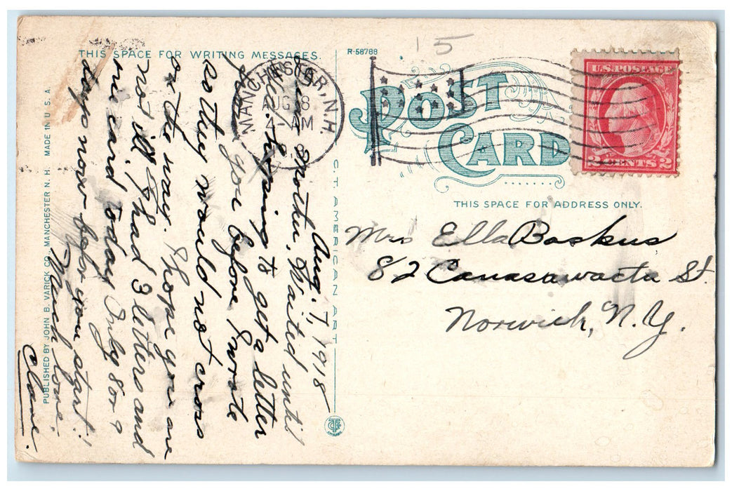 1918 Hanover Street Showing Palace Theatre Chinese Restaurant NH Posted Postcard