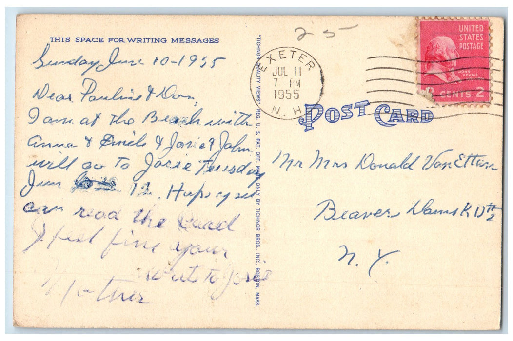 1955 Casino At Night Hampton Beach New Hampshire NH Posted Vintage Postcard