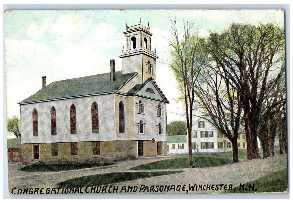 1913 Winchester Congregational Church And Parsonage NH Posted Vintage Postcard