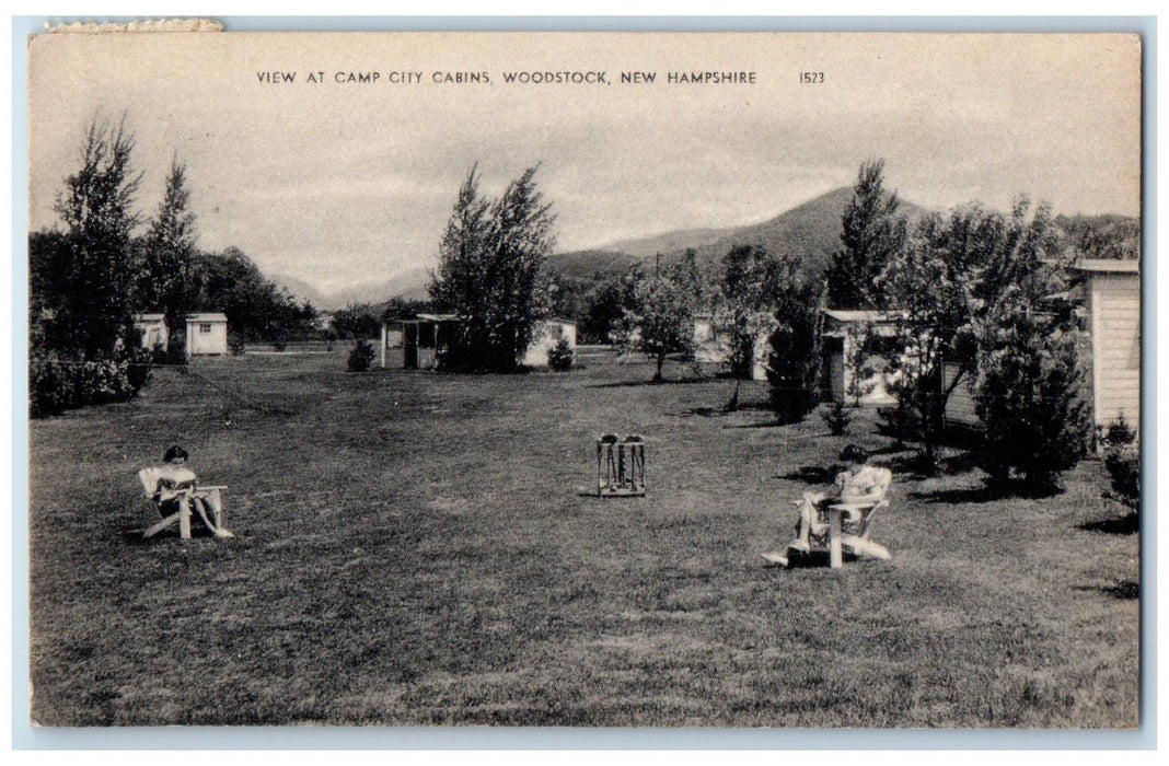 1938 View At Camp City Cabins Woodstock New Hampshire NH Posted Women Postcard