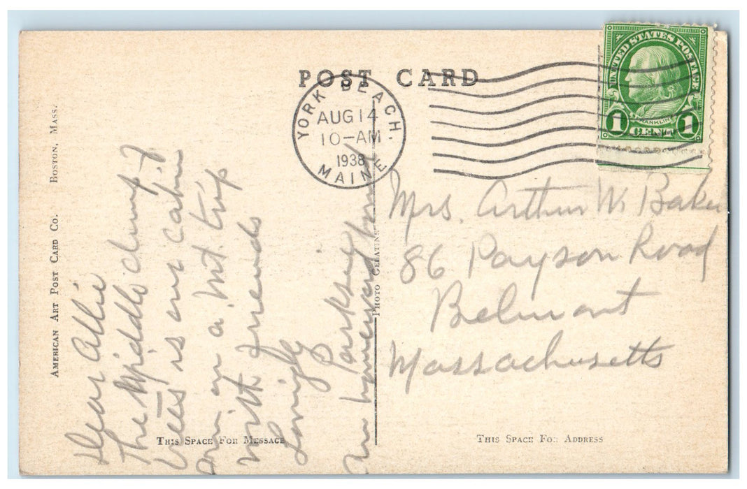 1938 View At Camp City Cabins Woodstock New Hampshire NH Posted Women Postcard