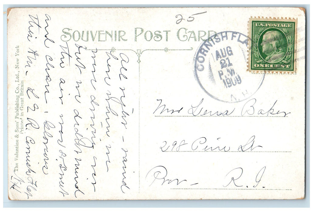 1909 Mascoma Lake Boat East Lebanon New Hampshire NH Posted Vintage Postcard`