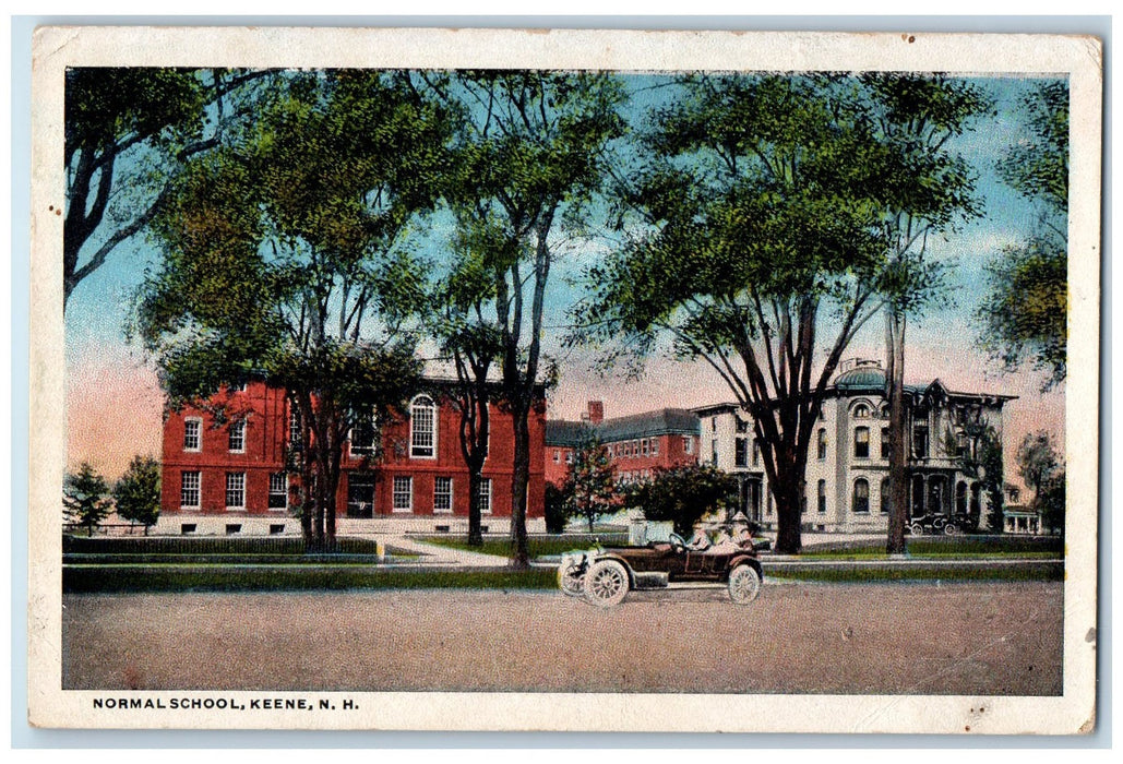 1922 Normal School Buildings Scene Keene New Hampshire NH Posted Car Postcard