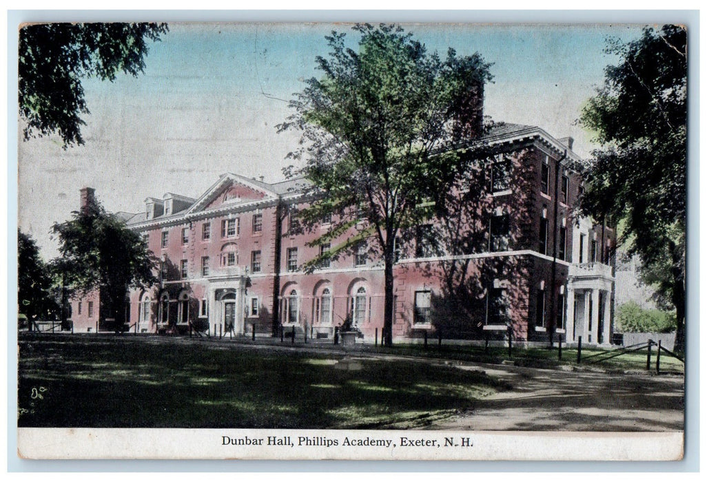 1915 Dunbar Hall Phillips Academy Scene Exeter New Hampshire NH Posted Postcard`