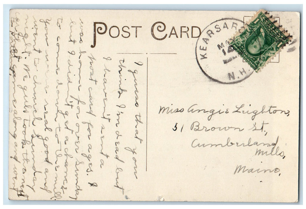 1910 Kearsarge From The Saco North Conway New Hampshire NH Posted Postcard