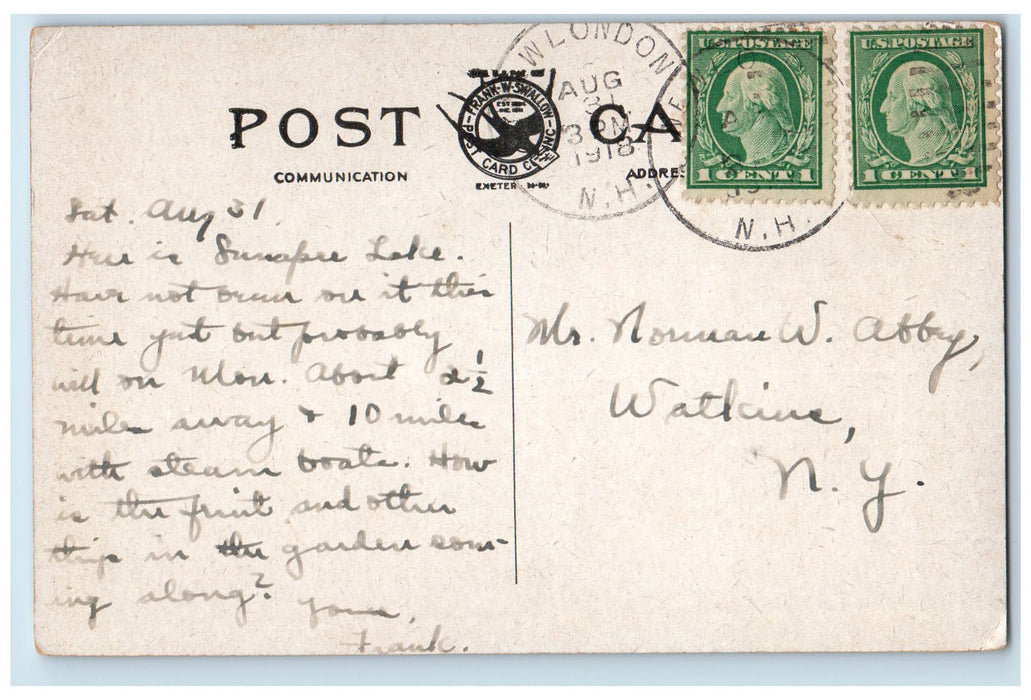 1918 Newbury In The Distance Scene Lake Sunapee New Hampshire NH Posted Postcard