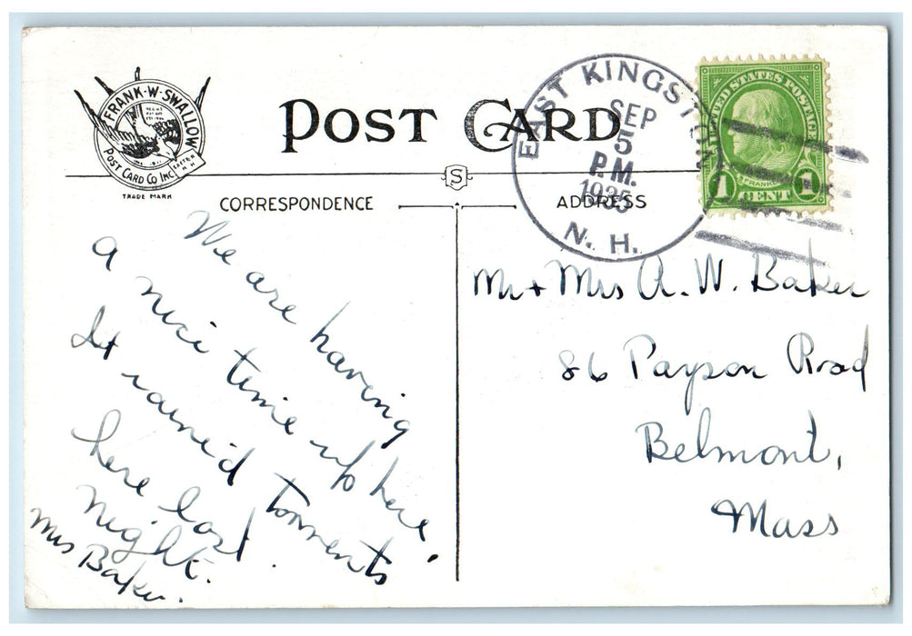 1935 Swimming Pool Great Pond Kingston New Hampshire NH Posted Vintage Postcard