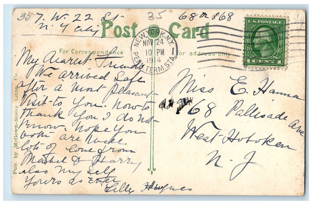 1914 Convent Avenue College City Arch Students Post Lamp School NY Postcard