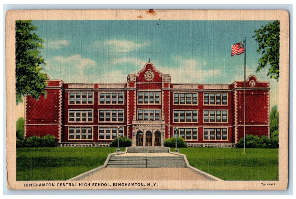 Binghamton Central High School Building Panoramic View New York NY Postcard