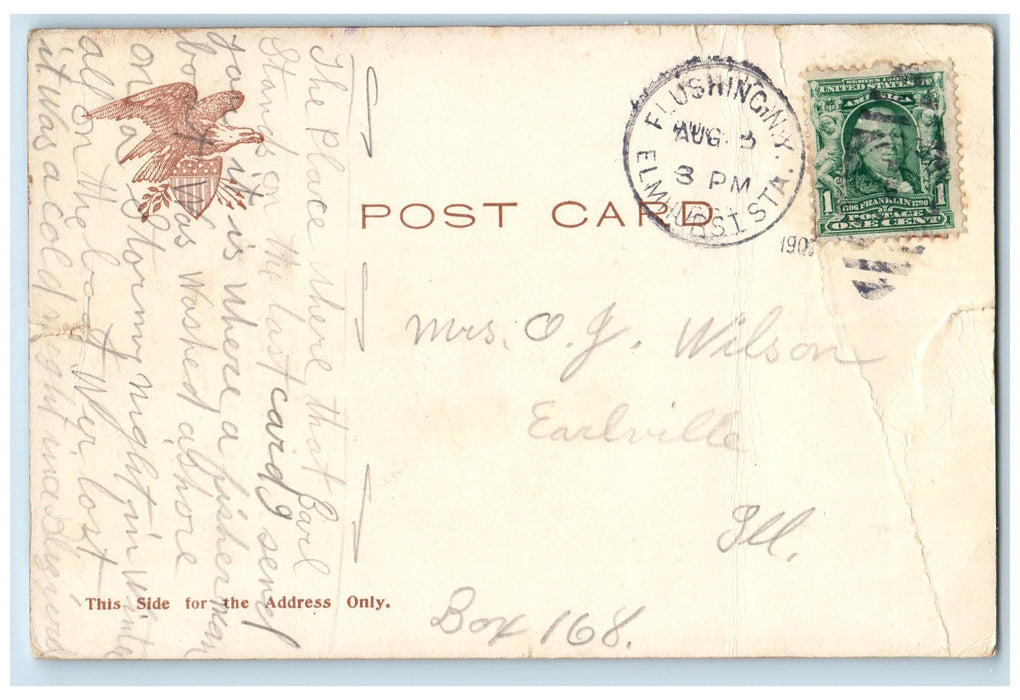 1907 Junction Bryant Avenue Turnpike Horse Carriage Roslyn Long Island Postcard